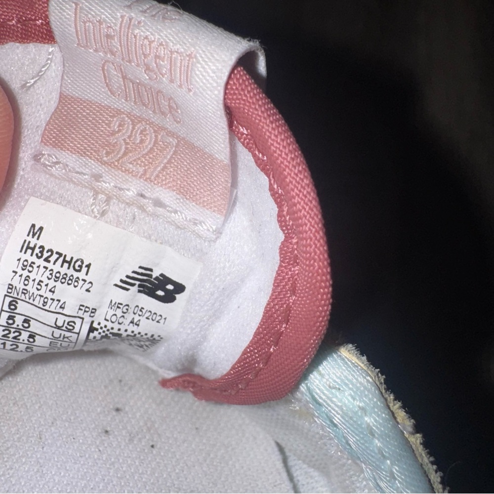 New Balance Pink and White Kids Sneakers - Picture 6 of 13
